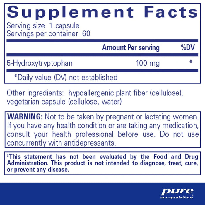 Pure Encapsulations 5-HTP 100mg 60 caps ingredients