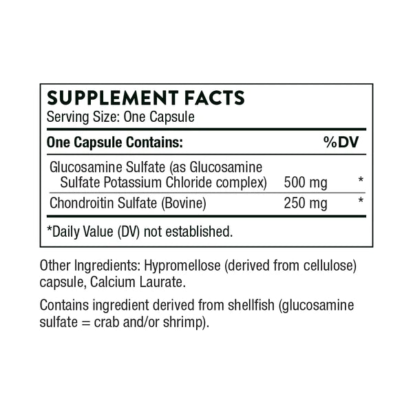 Thorne Glucosamine & Chondroitin 90 capsules ingredients