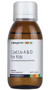 Metagenics Cod Liv A & D for Kids Orange flavour cod liver 100 mL oral liquid