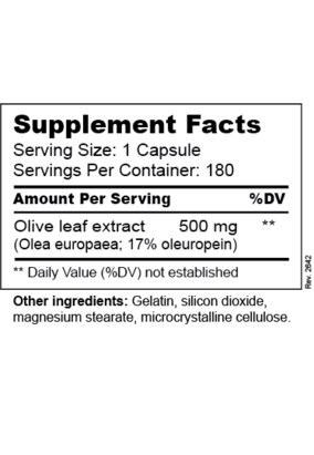 Hardy Nutritionals Olive Leaf Extract ingredients 